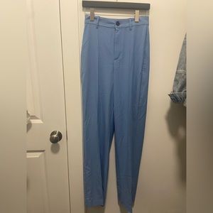 Pull&Bear high waist tailored straight leg pants with front seam in blue
